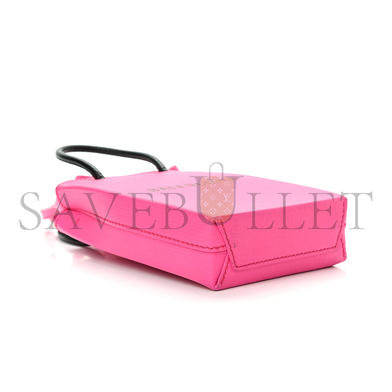 BALENCIAGA SHOPPING PHONE HOLDER BAG ACID FUCHSIA 593826 (18*11*5cm)
